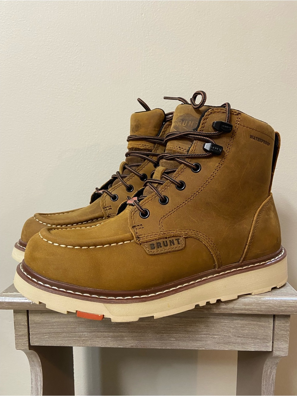 Brunt The Marin Men's Waterproof Tan Work Boots Size 7.5 Men’s